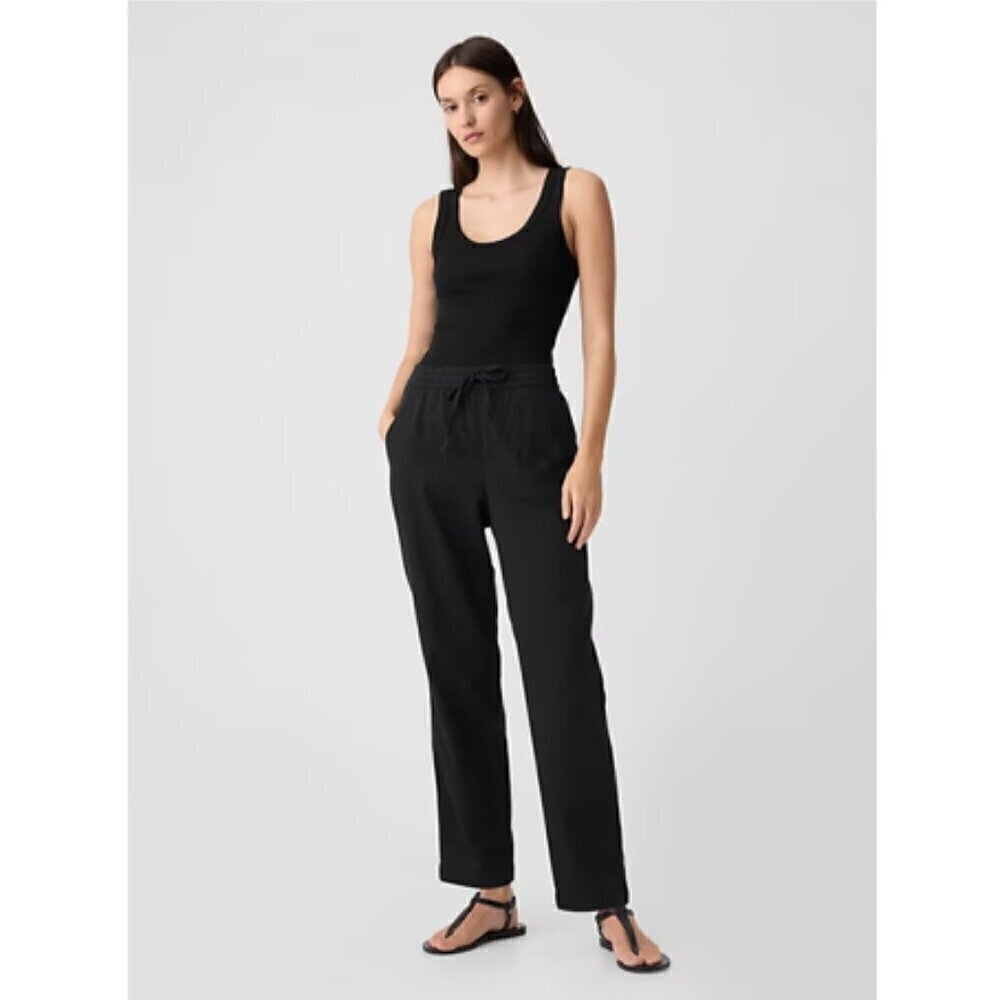 GAP Mid Rise Super Soft Twill Easy Pants Paperbag Black Size Medium NWT RT$50